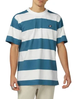 Ben Sherman Block Stripe Tee In Wedgewood