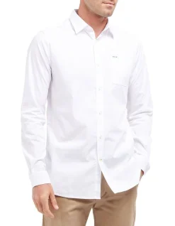 Barbour Stretch Poplin Long Sleeve Shirt In White