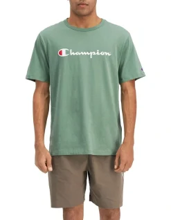 Champion Script Short Sleeve Tee In Green