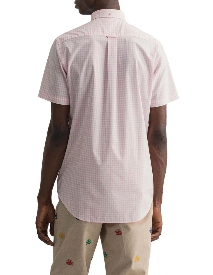 Gant Regular Gingham Short Sleeve Shirt In California Pink - Image 2