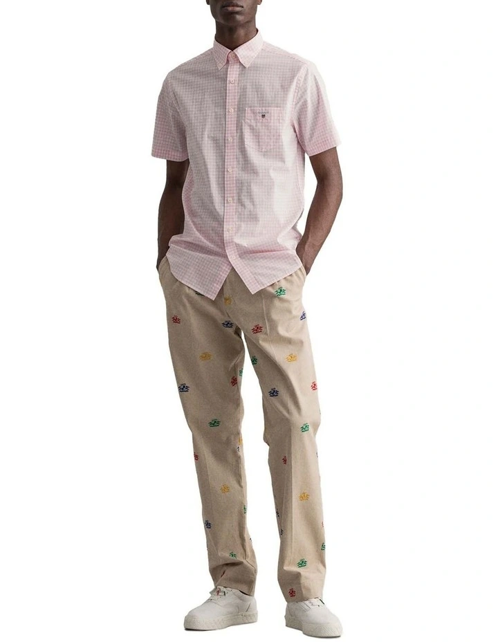 Gant Regular Gingham Short Sleeve Shirt In California Pink - Image 5