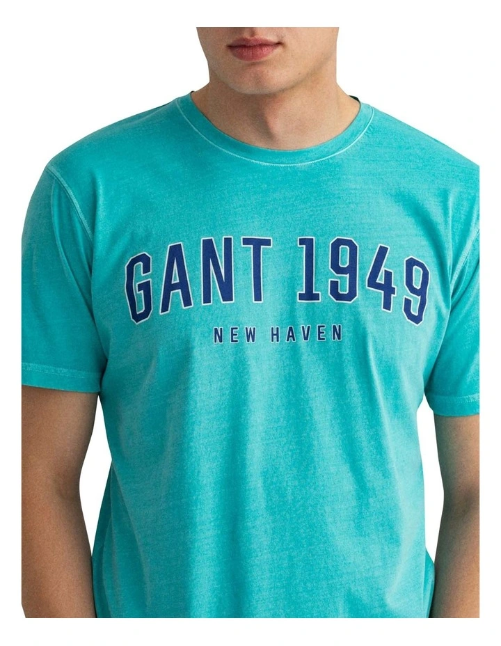 Gant 1949 Short Sleeve T-Shirt In Aqua Green - Image 3