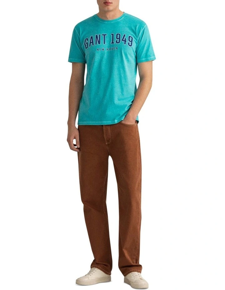 Gant 1949 Short Sleeve T-Shirt In Aqua Green - Image 4