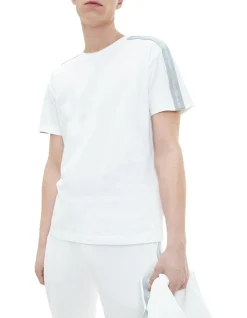 Calvin Klein Jeans Contrast Tape Shoulder Tee In Bright White