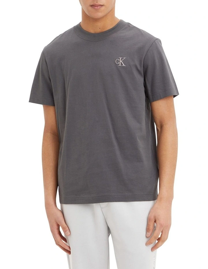 Calvin Klein Jeans Logo Tape Tee In Grey