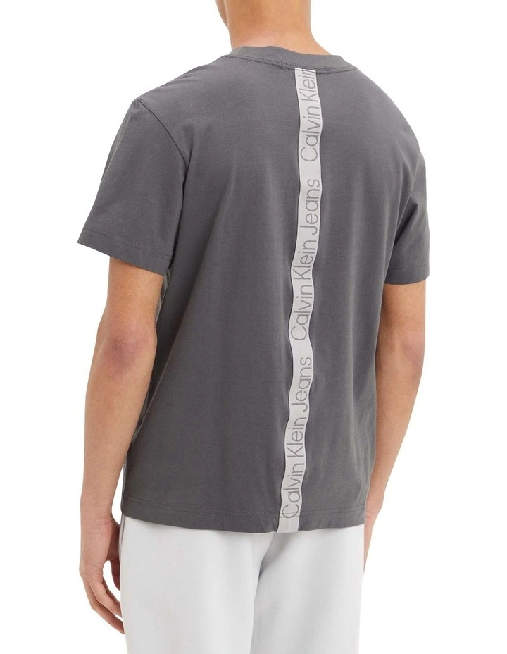 Calvin Klein Jeans Logo Tape Tee In Grey - Image 3