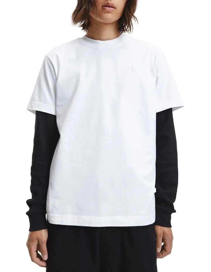 Calvin Klein Jeans Logo Tape Tee In White