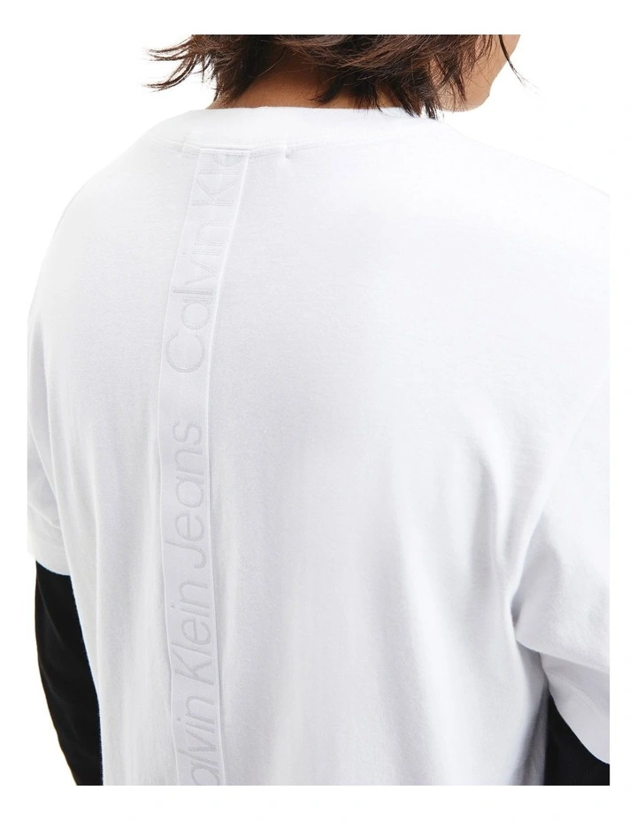 Calvin Klein Jeans Logo Tape Tee In White - Image 2