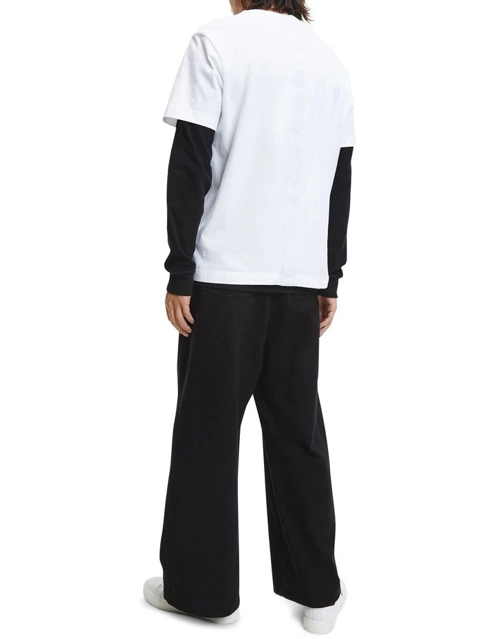 Calvin Klein Jeans Logo Tape Tee In White - Image 4