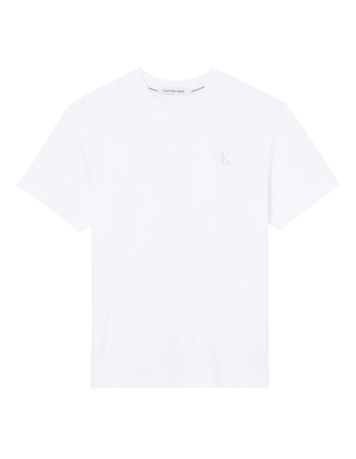 Calvin Klein Jeans Logo Tape Tee In White - Image 5