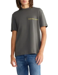 Calvin Klein Jeans Off Placed Institutional Tee In Grey
