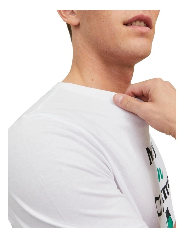 Jack & Jones Elfen Short Sleeve Crew Neck Xmas Tee Bright In White - Image 4