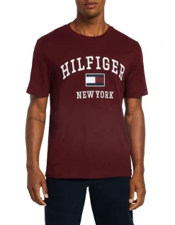 Tommy Hilfiger Modern Varsity Tee In Deep Rouge
