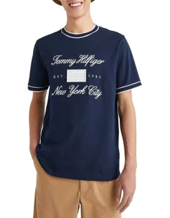 Tommy Hilfiger Mixed Type Birdseye Tee In Desert Sky