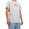 Jack & Jones International Stripe Short Sleeve Crew Neck Tee In Light Grey Melange