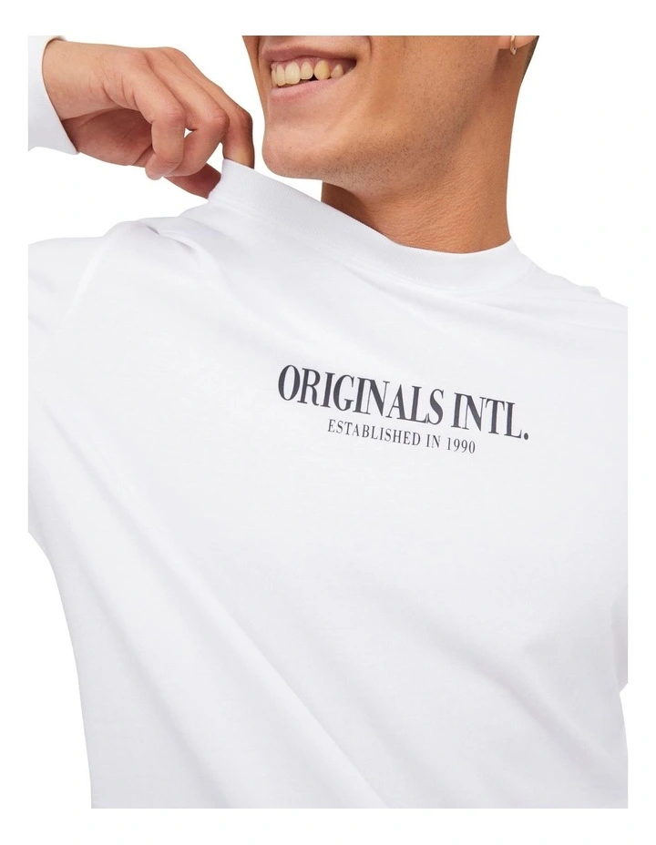 Jack & Jones International Long Sleeve Crew Neck Tee In Bright White - Image 3