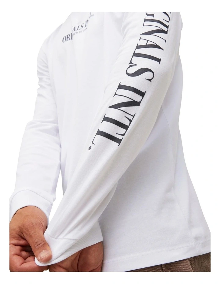 Jack & Jones International Long Sleeve Crew Neck Tee In Bright White - Image 4