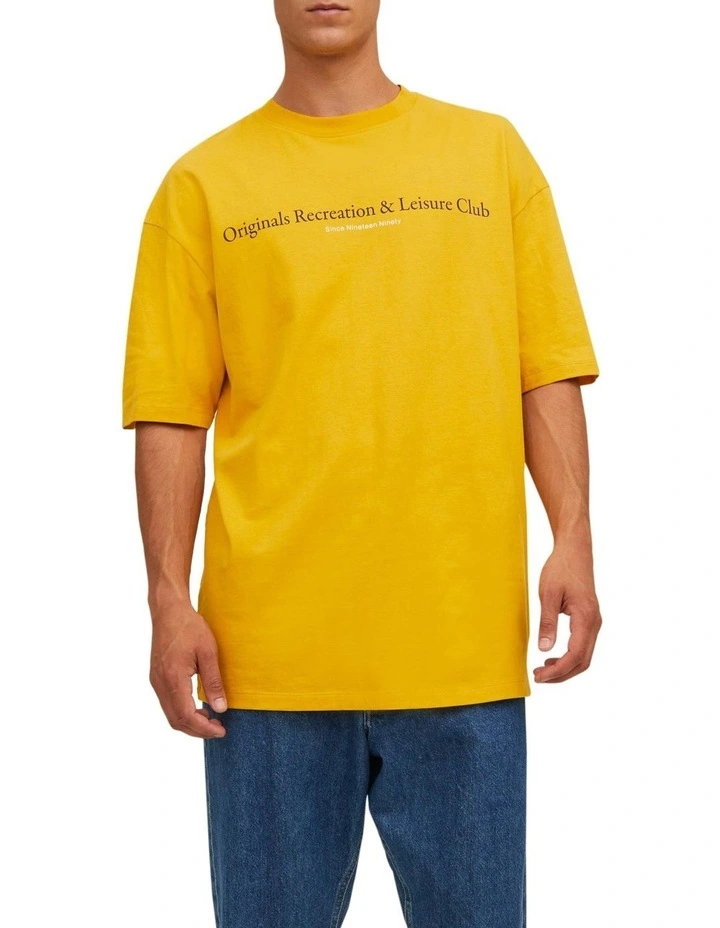 Jack & Jones Brink City Short Sleeve Crew Neck Tee In Golden Rod