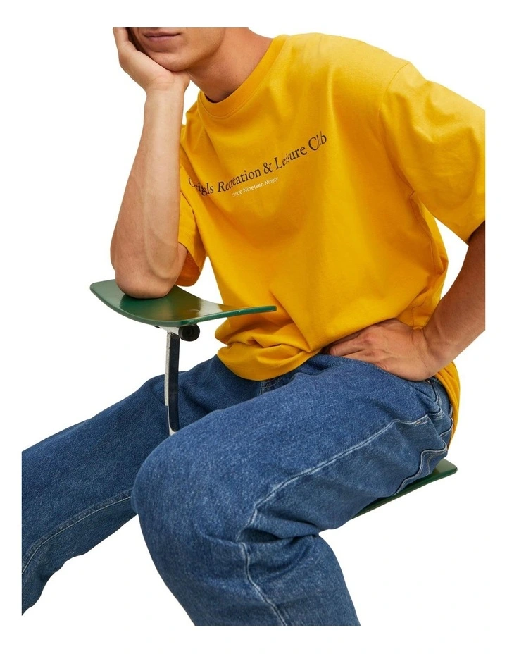 Jack & Jones Brink City Short Sleeve Crew Neck Tee In Golden Rod - Image 3