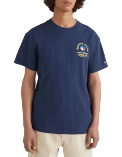 Tommy Jeans Logo Recycled Cotton T-Shirt In Navy