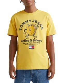 Tommy Jeans Bagel Print T-Shirt In Yellow