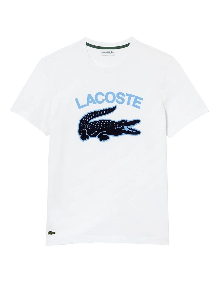 Lacoste Graphic Big Croc T-Shirt In White - Image 3