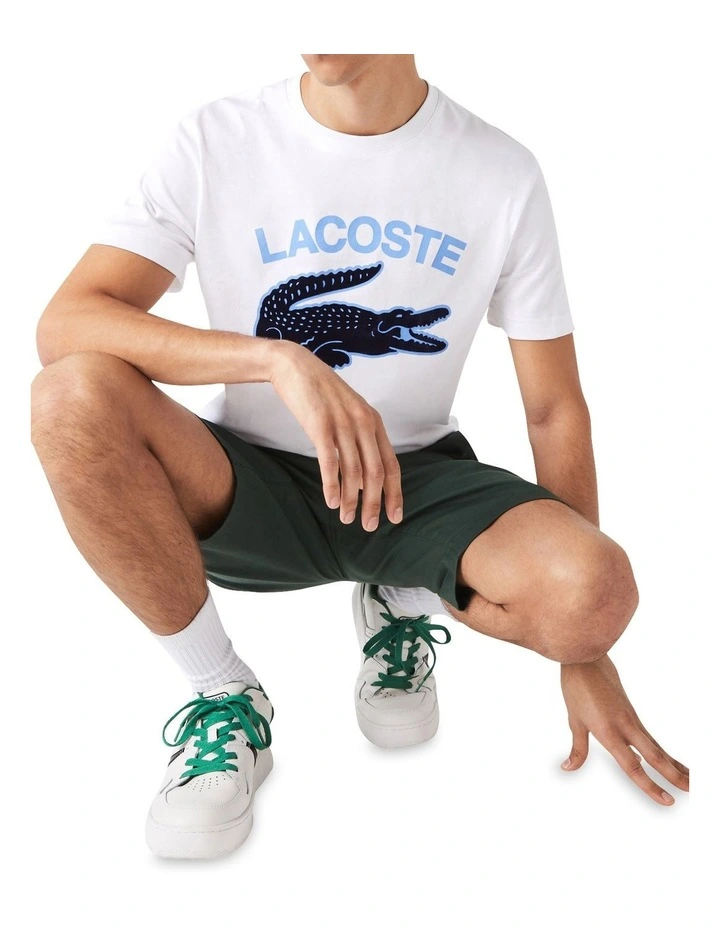 Lacoste Graphic Big Croc T-Shirt In White - Image 4