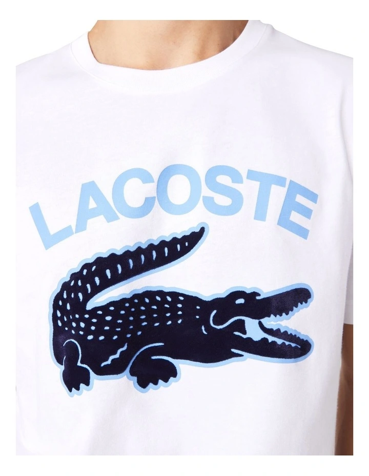 Lacoste Graphic Big Croc T-Shirt In White - Image 5