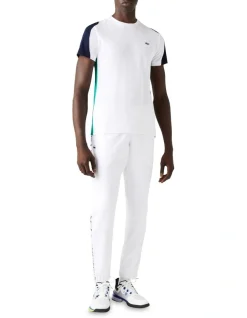 Lacoste Technical Poly T-Shirt In White/Navy