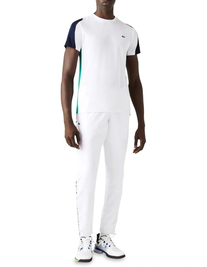 Lacoste Technical Poly T-Shirt In White/Navy