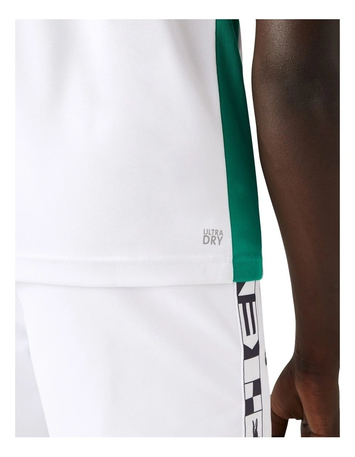 Lacoste Technical Poly T-Shirt In White/Navy - Image 6
