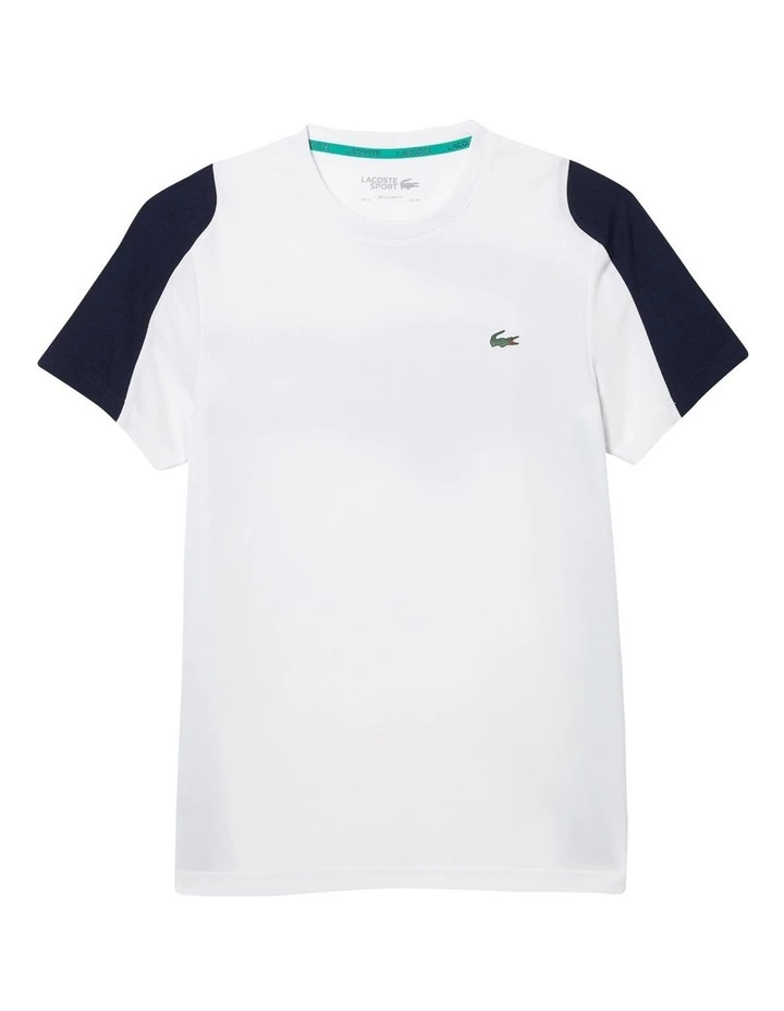 Lacoste Technical Poly T-Shirt In White/Navy - Image 7