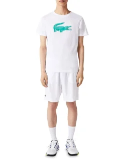 Lacoste Big Croc Performance T-Shirt In White/Green