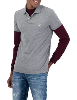 American Eagle Slim Flex Polo Shirt In Grey