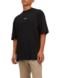 Jack & Jones Kam Branding Short Sleeve Crew Neck Tee In Black