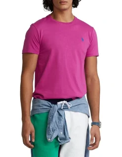 Polo Ralph Lauren Custom Slim Fit Jersey Crewneck T-Shirt In Bright Pink