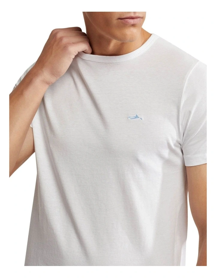 Oxford Jed Organic Cotton Crew Neck T-Shirt In White - Image 4