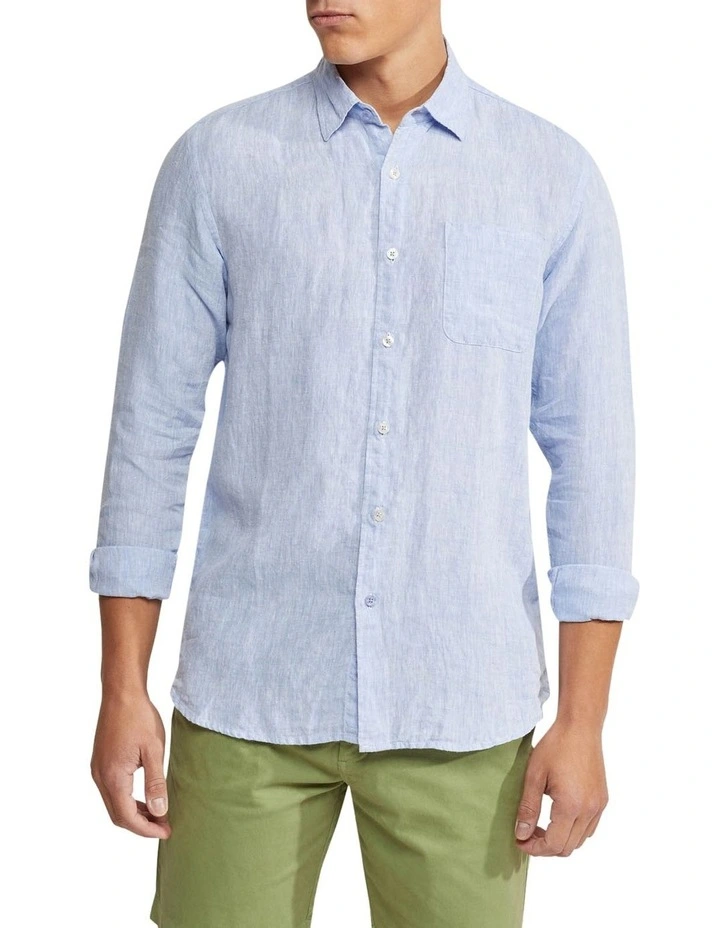 Oxford Holloway Pure Linen Shirt In Sky