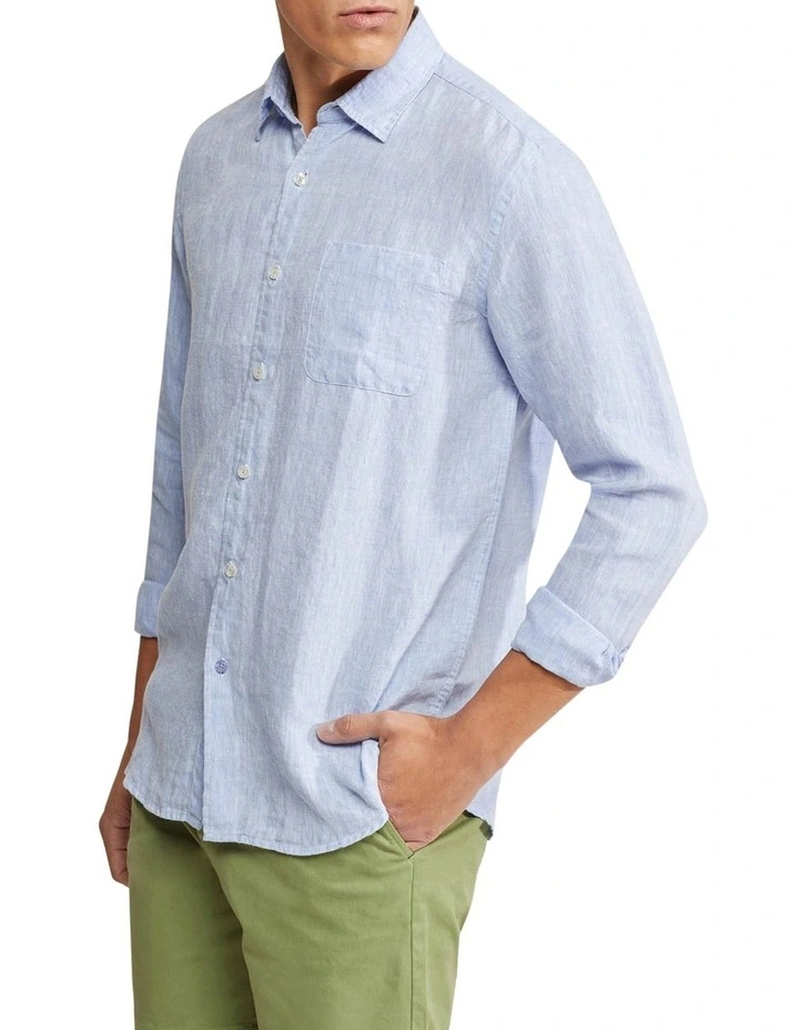 Oxford Holloway Pure Linen Shirt In Sky - Image 2