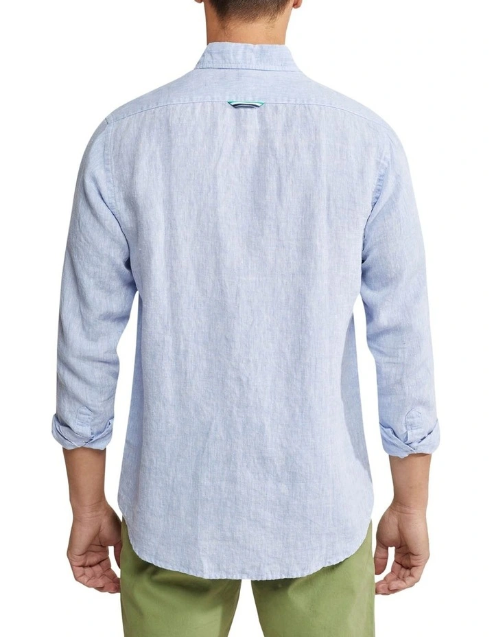 Oxford Holloway Pure Linen Shirt In Sky - Image 3