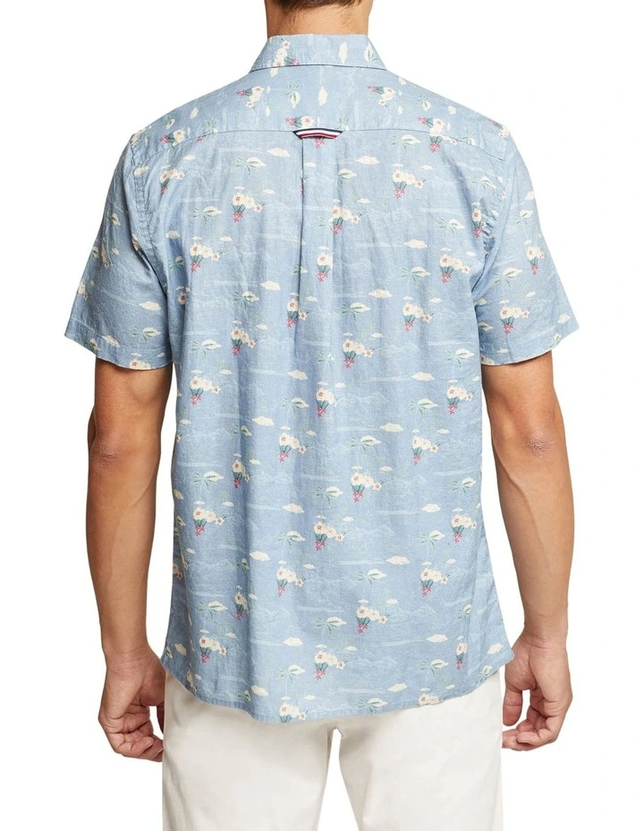 Oxford Leyton Linen Cotton Shirt In Blue - Image 2