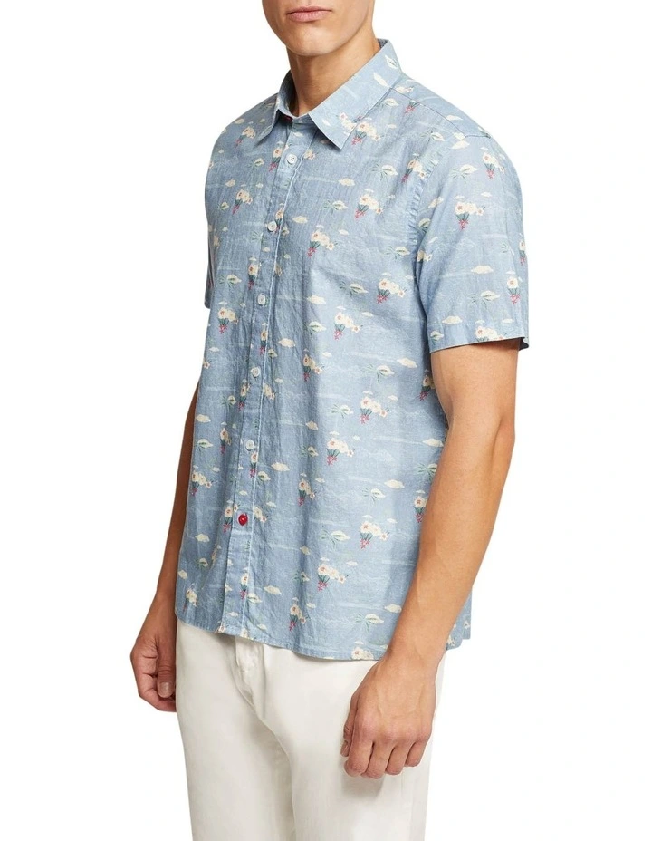 Oxford Leyton Linen Cotton Shirt In Blue - Image 3