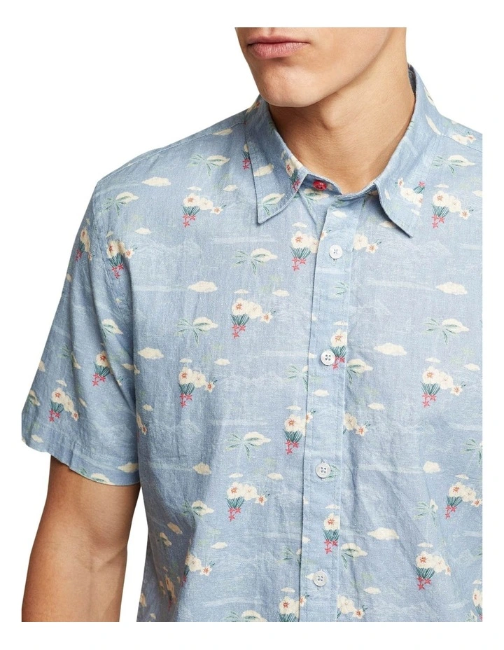 Oxford Leyton Linen Cotton Shirt In Blue - Image 4