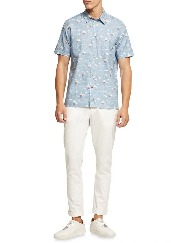 Oxford Leyton Linen Cotton Shirt In Blue - Image 5