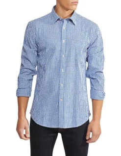 Oxford Uxbridge Seersucker Check Regular Shirt In Blue/White
