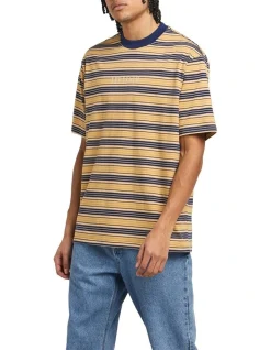 Lee Baggy Stripe Tee In Navy/Yellow