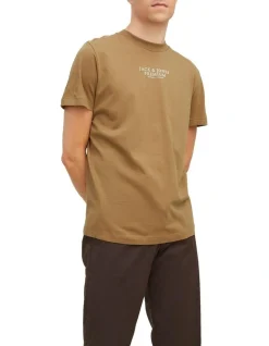 Jack & Jones Archie Short Sleeve Crew Neck Tee In Otter