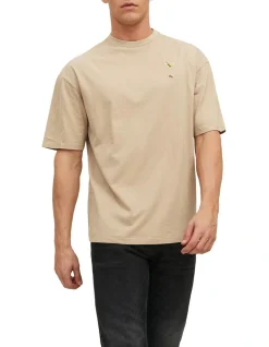 Jack & Jones Cocktail Embroidered Short Sleeve Crew Neck Tee In Chateau Crockery
