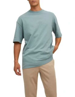 Jack & Jones Kam Clean Short Sleeve Crew Neck Tee In Stormy Sea