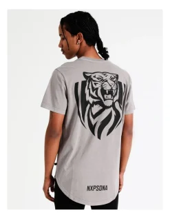 Nena & Pasadena Richmond Curved Hem Tee In Grey